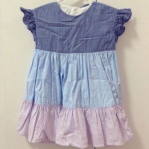 Il Gufo ruffled sleeve striped color block summer dress size 24M